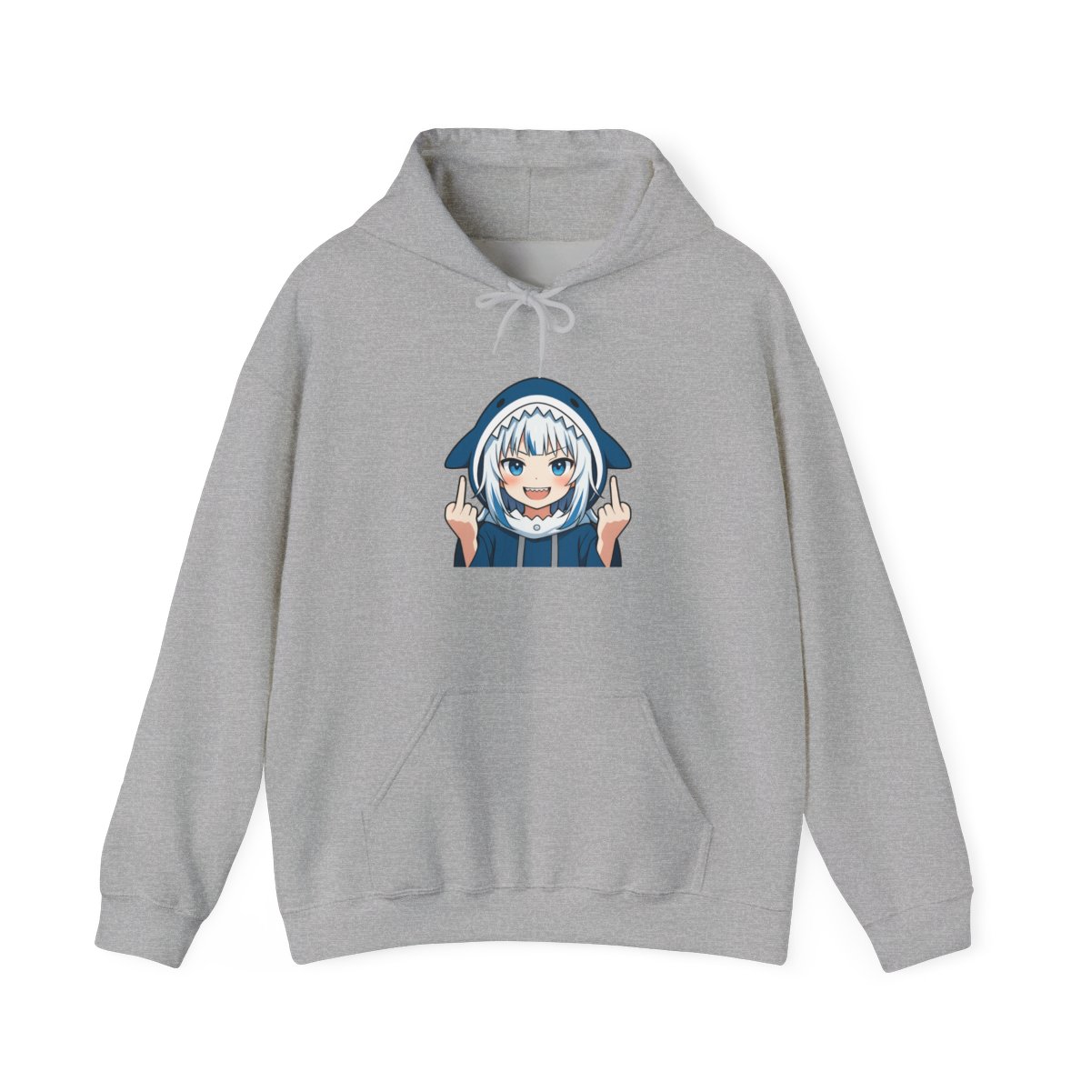 Edgy Anime Shark Hoodie Double Middle Finger Rebel - alternate angle 5, merchandise