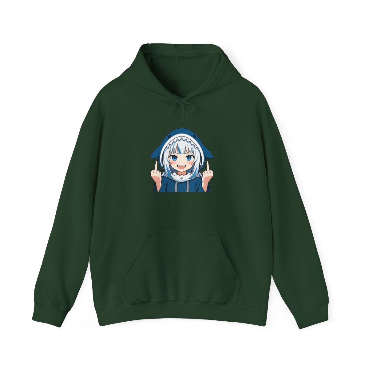 Edgy Anime Shark Hoodie Double Middle Finger Rebel - alternate angle 3, merchandise