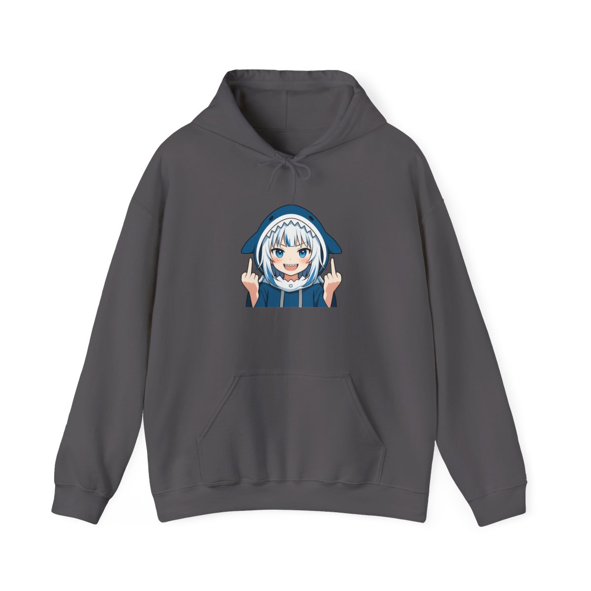 Edgy Anime Shark Hoodie Double Middle Finger Rebel - alternate angle 2, merchandise