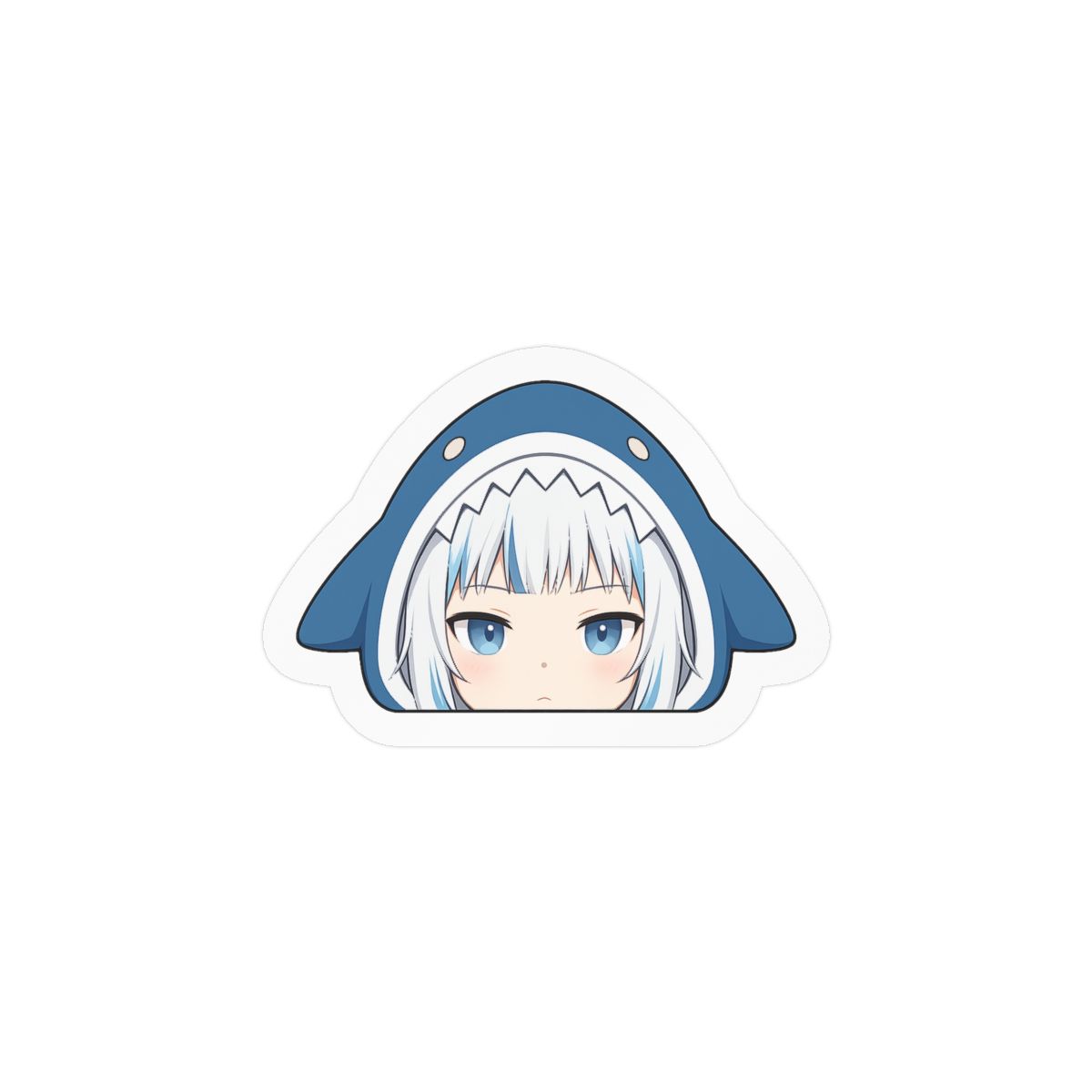 Gawr Gura Chibi Shark Peeker Sticker Kiss-Cut Vinyl Decal | Car Laptop - alternate angle 1, merchandise