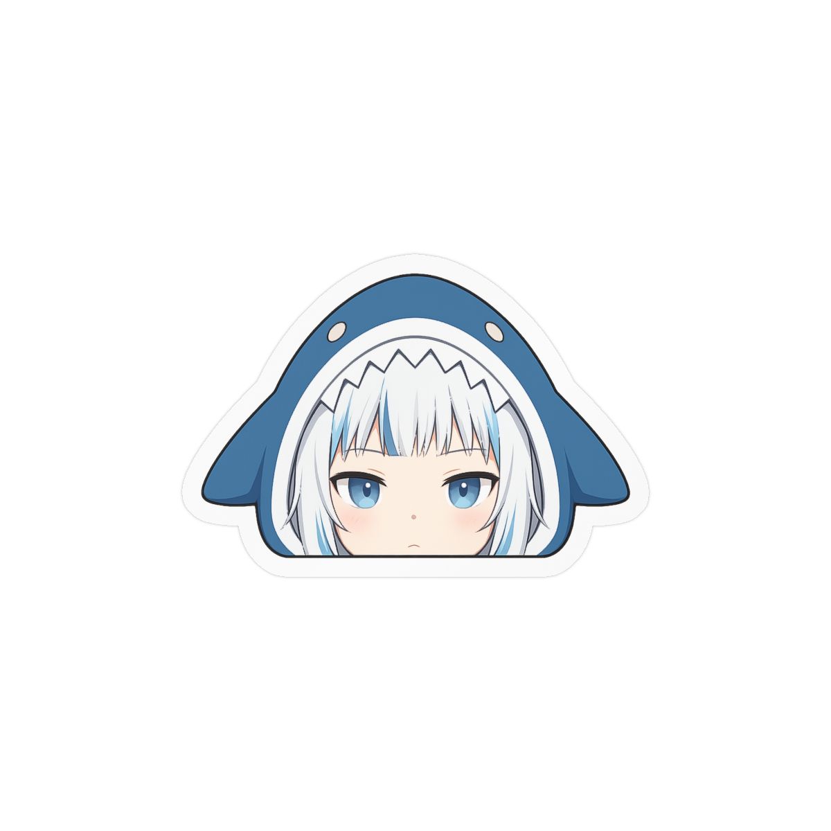 Gawr Gura Chibi Shark Peeker Sticker Kiss-Cut Vinyl Decal | Car Laptop - alternate angle 2, merchandise