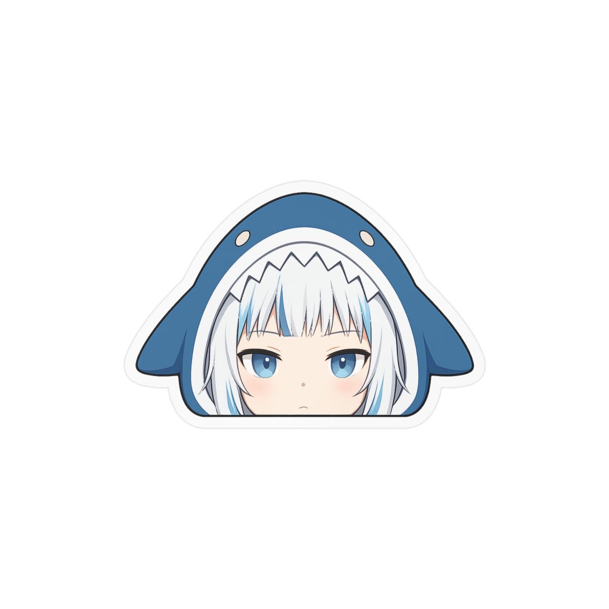 Gawr Gura Chibi Shark Peeker Sticker Kiss-Cut Vinyl Decal | Car Laptop - alternate angle 3, merchandise