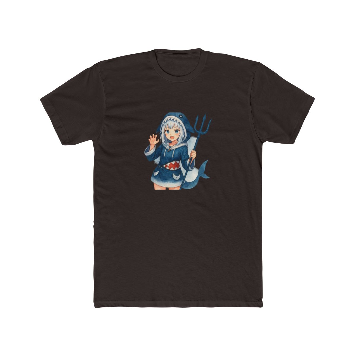 Gawr Gura Anime Watercolor T-Shirt - alternate angle 2, merchandise