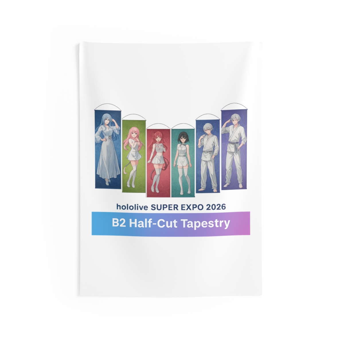 Hololive Super Expo 2026 Vibrant Half-Cut Tapestry - VTuber Fan Wall Decor
