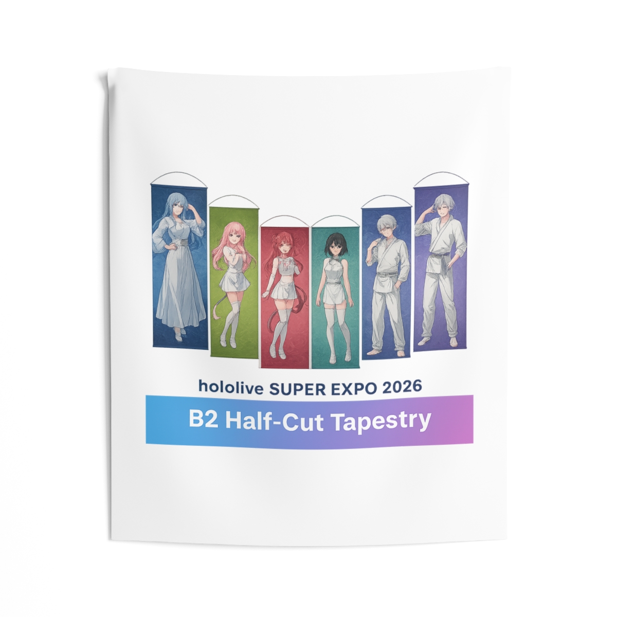 Hololive Super Expo 2026 Vibrant Half-Cut Tapestry - VTuber Fan Wall Decor - alternate angle 1, merchandise