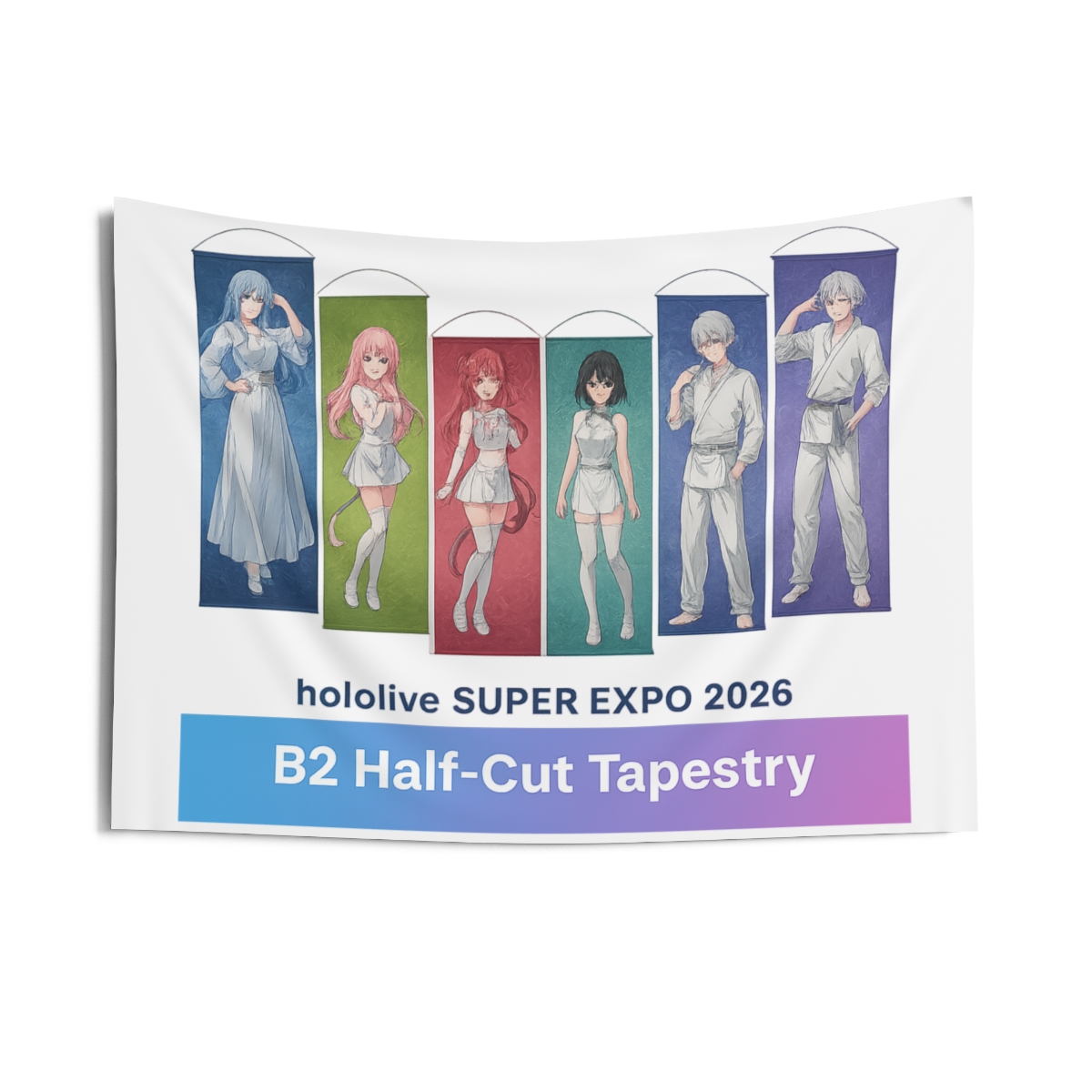 Hololive Super Expo 2026 Vibrant Half-Cut Tapestry - VTuber Fan Wall Decor - alternate angle 2, merchandise