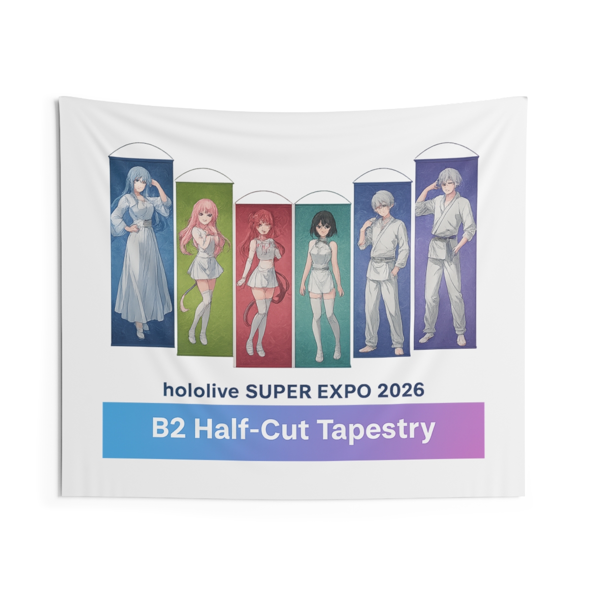 Hololive Super Expo 2026 Vibrant Half-Cut Tapestry - VTuber Fan Wall Decor - alternate angle 3, merchandise