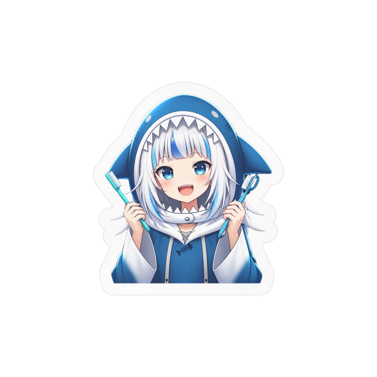 Gawr Gura Cute Shark VTuber Sticker Vinyl Decal - alternate angle 1, merchandise