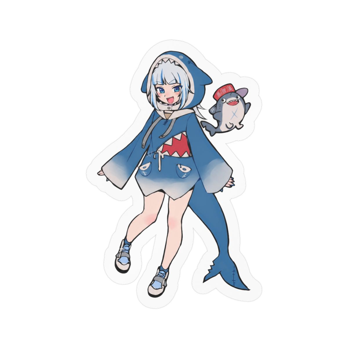 Gawr Gura x Bloop Kawaii Sticker | Cute Vinyl Decal - alternate angle 1, merchandise