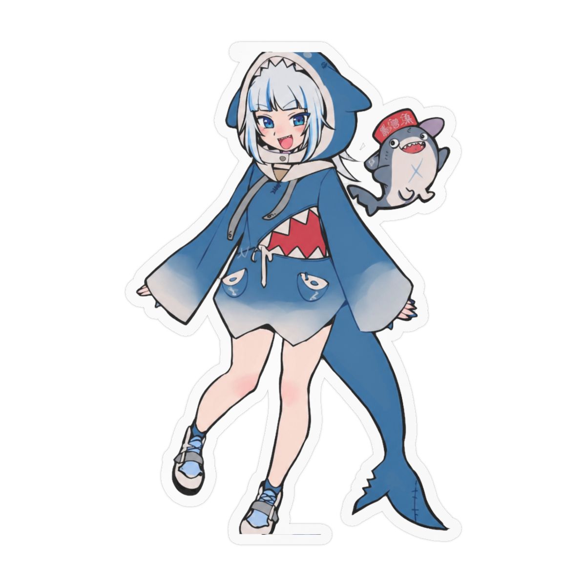 Gawr Gura x Bloop Kawaii Sticker | Cute Vinyl Decal - alternate angle 3, merchandise