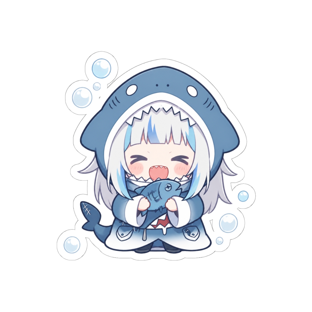 cute gawr gura chibi anime sticker, a, gawr gura hololive anime chibi sticker - alternate angle 1, merchandise