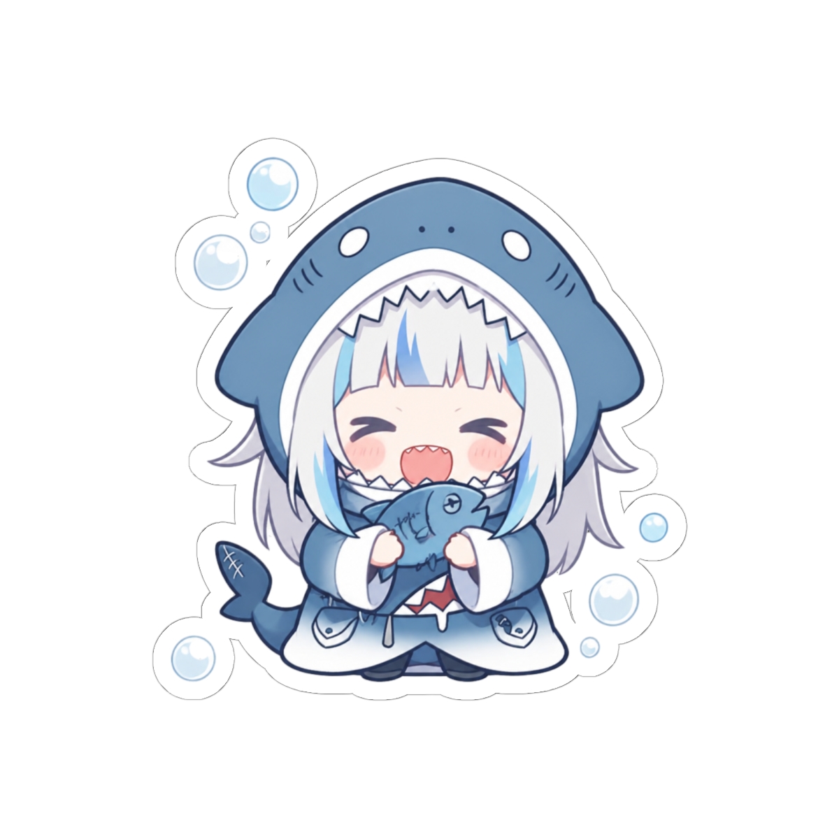 cute gawr gura chibi anime sticker, a, gawr gura hololive anime chibi sticker - alternate angle 2, merchandise