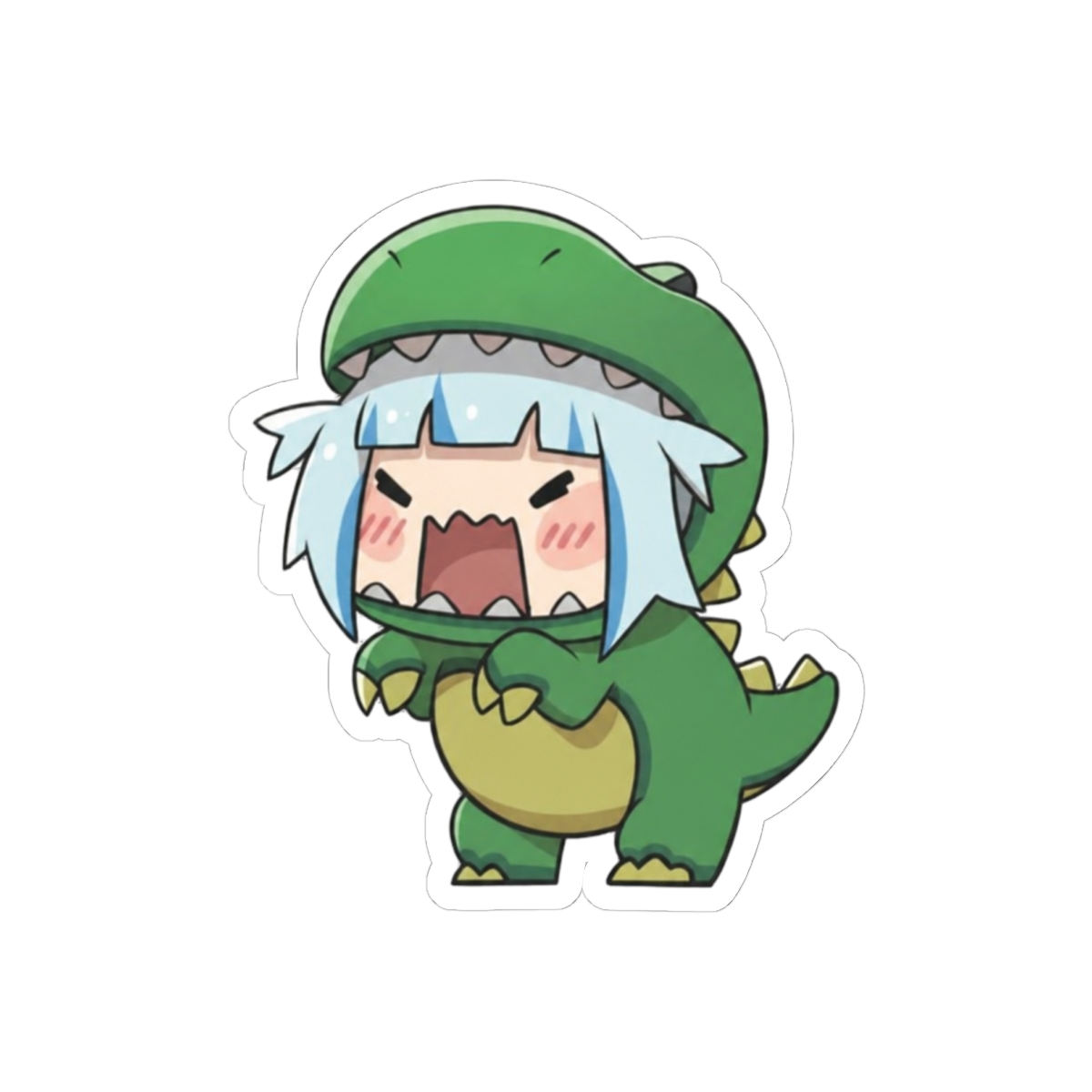 Gawr Gura Chibi Dinosaur Costume | Cute Hololive Shark VTuber Fan Art - alternate angle 2, merchandise
