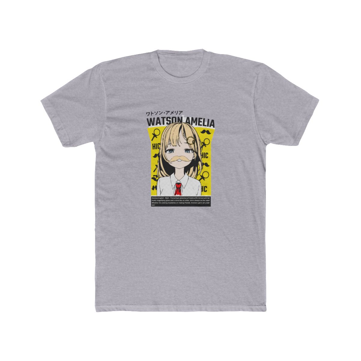 Hololive EN Amelia Watson Smug Mustache T-Shirt - alternate angle 3, merchandise