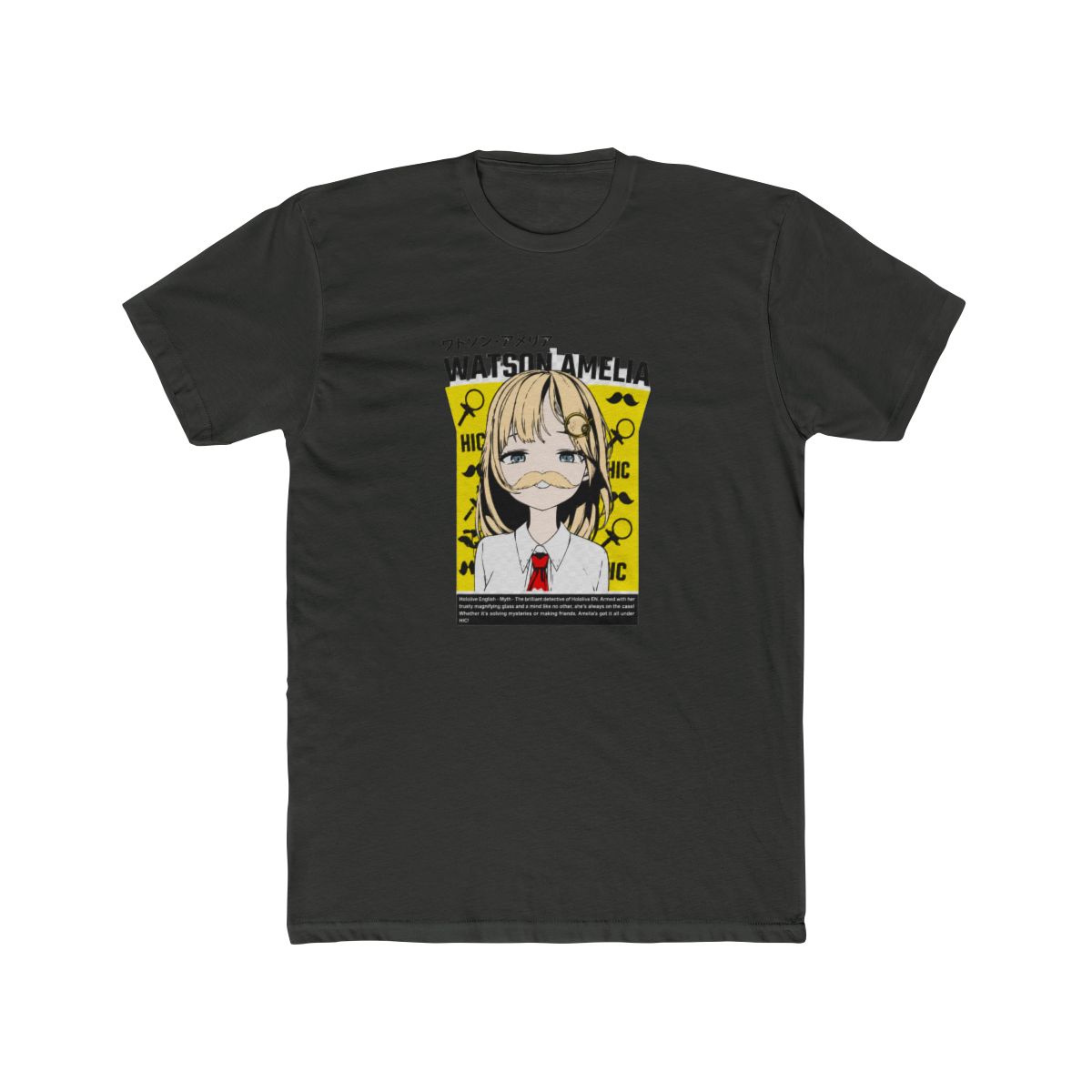 Hololive EN Amelia Watson Smug Mustache T-Shirt - alternate angle 5, merchandise