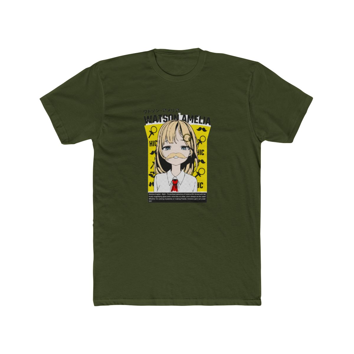 Hololive EN Amelia Watson Smug Mustache T-Shirt - alternate angle 4, merchandise