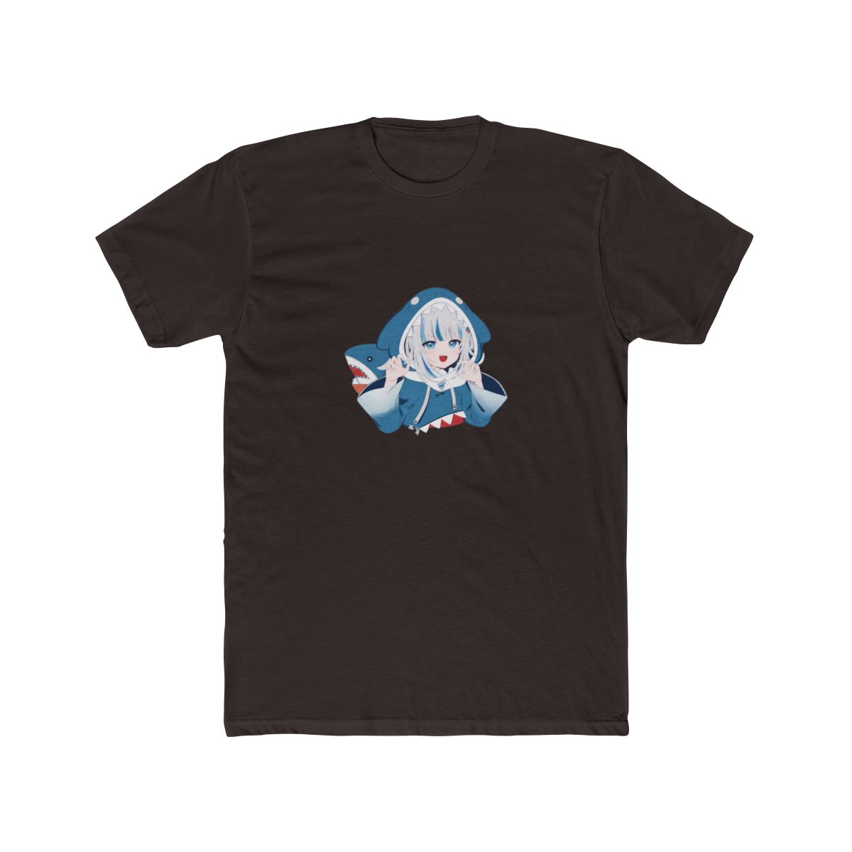 White T Shirt with a blue and white anime-style illustration of a shark-themed character. The character is wearing a blue hooded outfit with a shark-like design, and the image includes additional... - alternate angle 2, merchandise