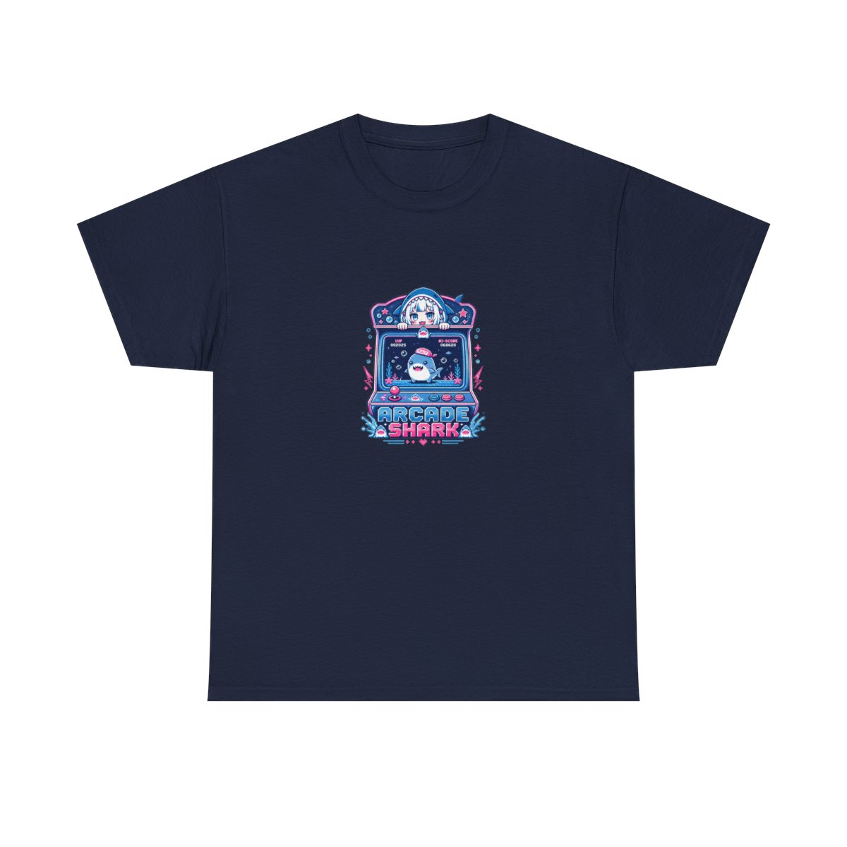 Gawr Gura & Hololive "Arcade Shark" Unisex Tee - alternate angle 5, merchandise