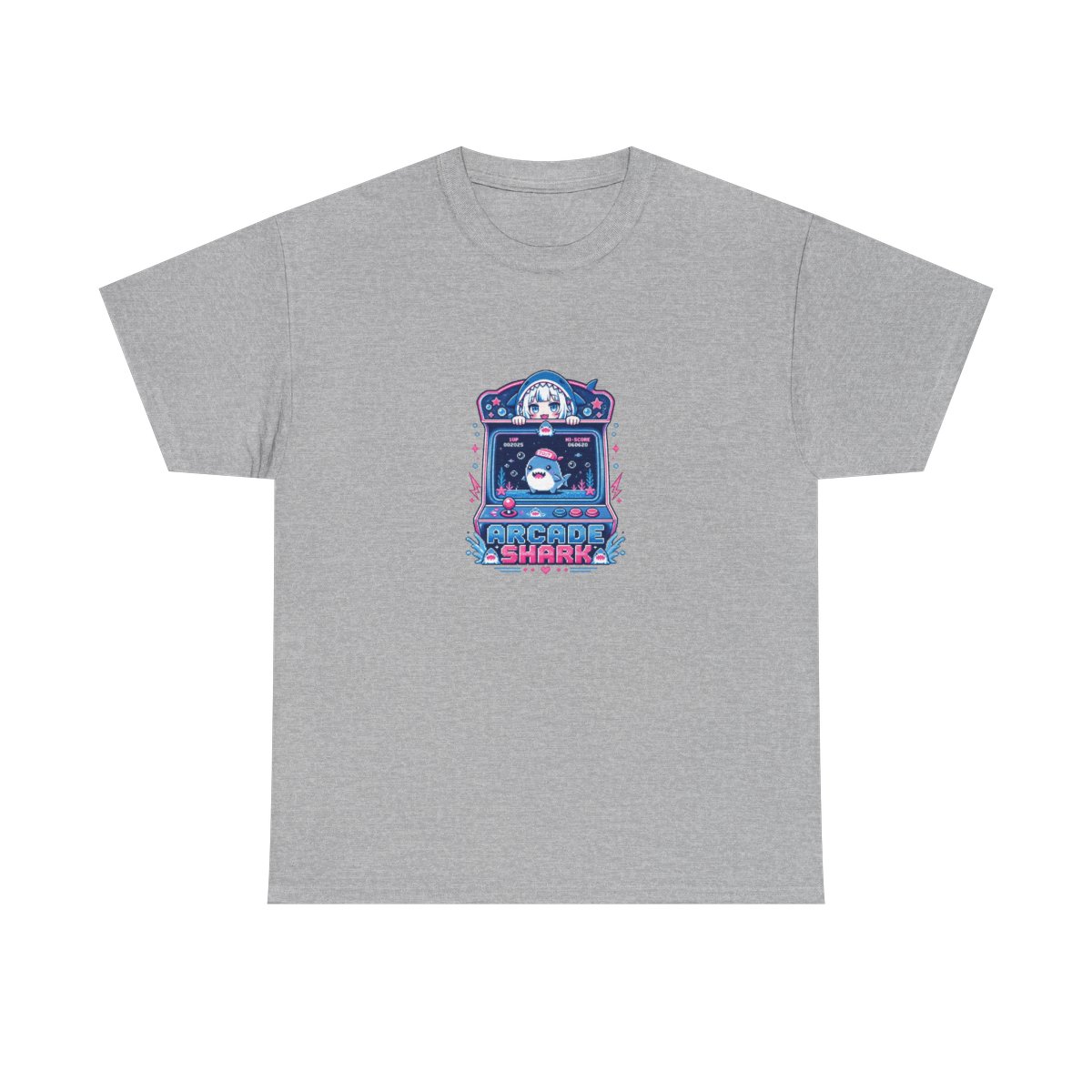Gawr Gura & Hololive "Arcade Shark" Unisex Tee - alternate angle 3, merchandise