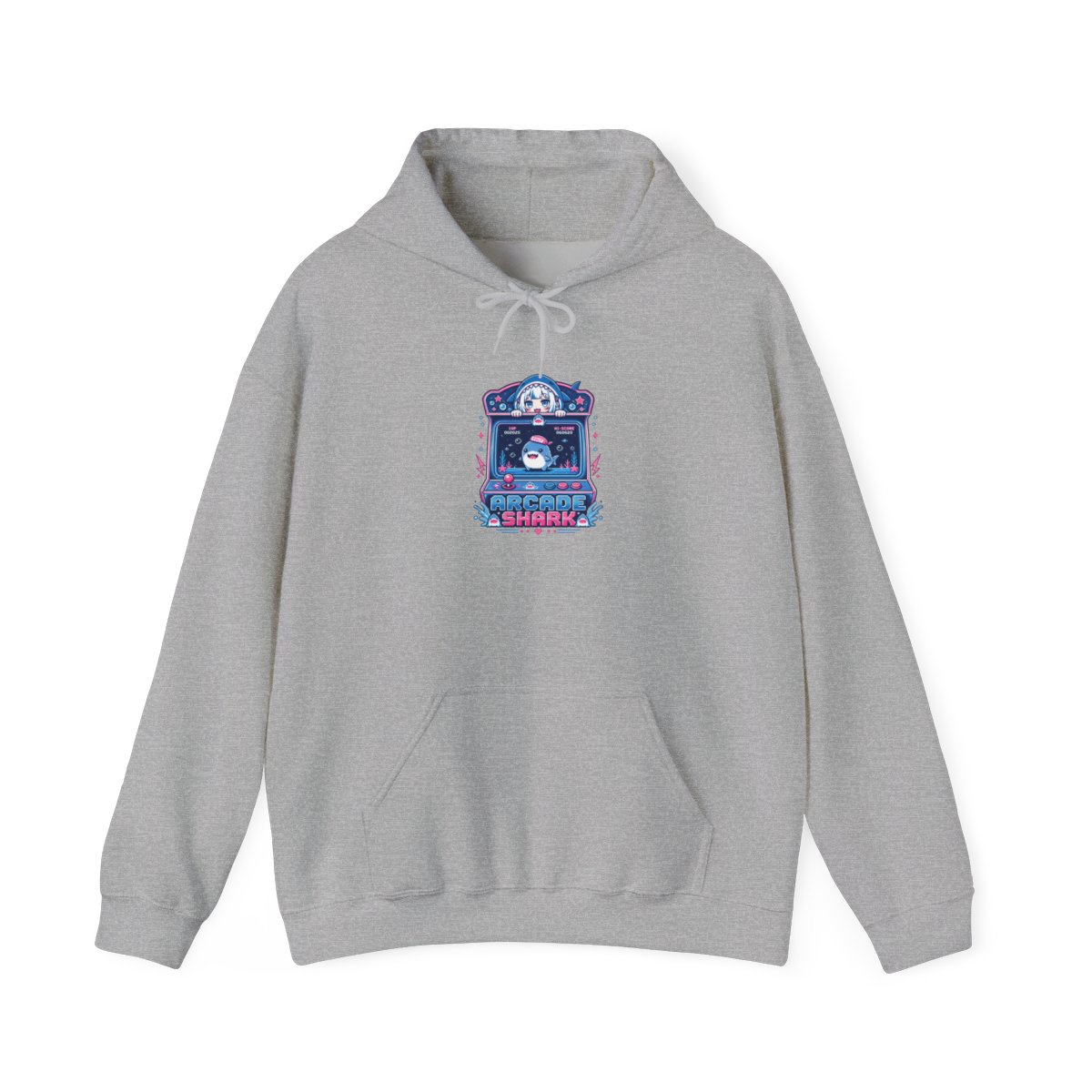 Gawr Gura & Hololive "Arcade Shark" Hoodie - alternate angle 3, merchandise
