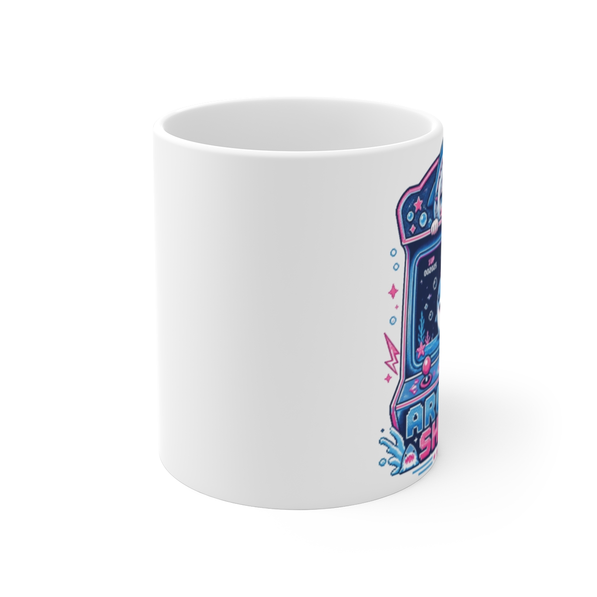Gawr Gura & Hololive "Arcade Shark" White Mug - alternate angle 1, merchandise
