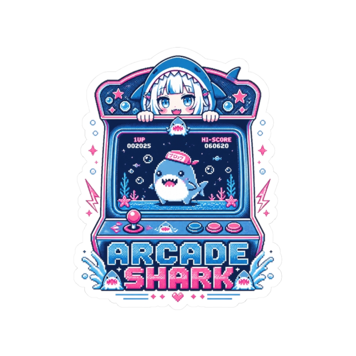 Gawr Gura & Hololive "Arcade Shark" Sticker - Official Stickers merchandise